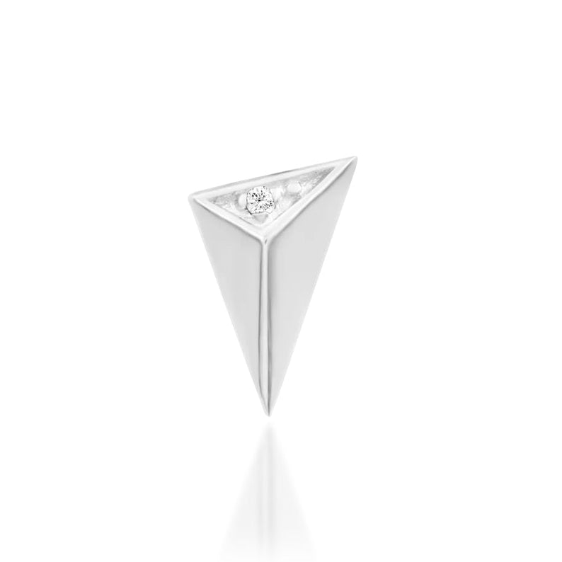 Front view of the Junipurr Jewellery Shelley 14k white gold threadless end featuring a black cubic zirconia accent.