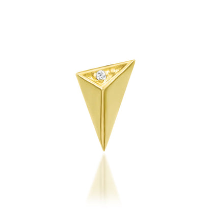 Front view of the Junipurr Jewellery Shelley threadless end in 14k yellow gold with a white cubic zirconia for helix and cartilage piercings.