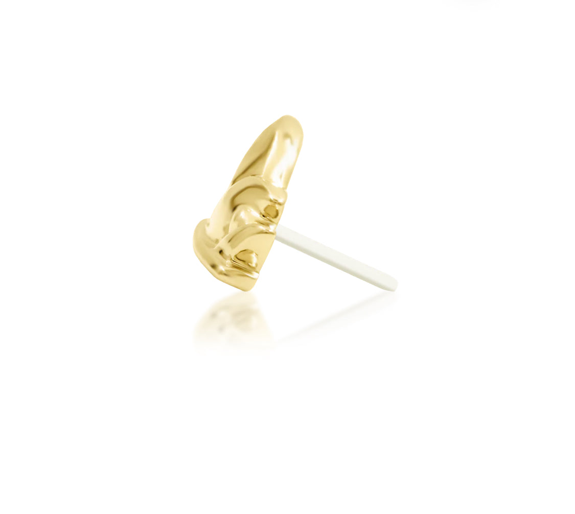 Full side profile of the Junipurr Jewellery Showtime Sydney in 14k yellow gold, designed for comfortable wear in helix and flat piercings.
