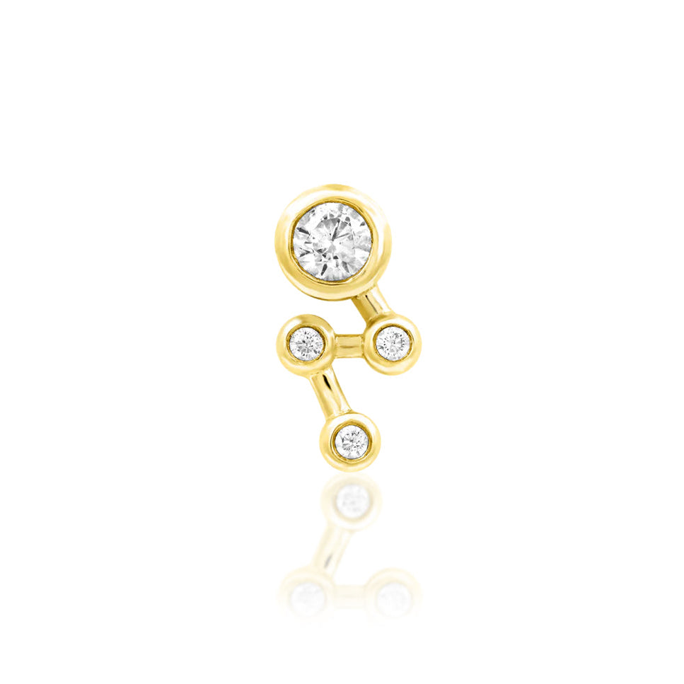 Front view of Junipurr Jewellery Starbright threadless decorative end in 14k yellow gold with white cubic zirconia
