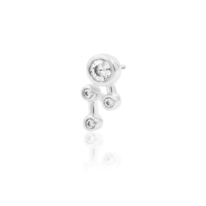 Angled perspective of Junipurr Jewellery Starbright white gold cubic zirconia threadless decorative end

