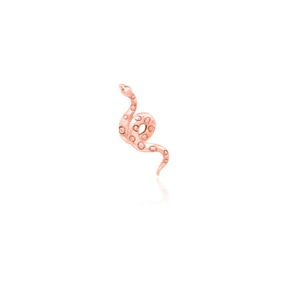 Off-front angled view of the Junipurr Jewellery Textured Snake in rose gold, highlighting its flowing serpent shap