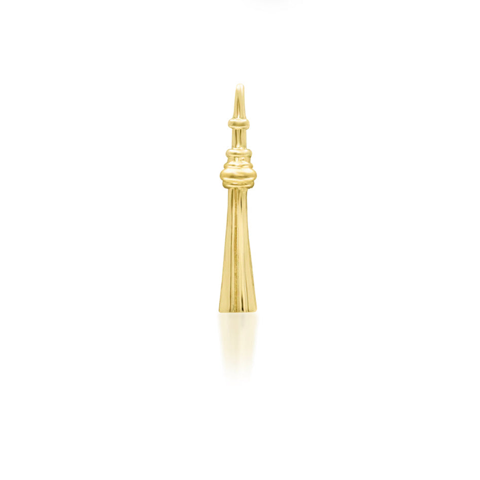 Front view of the Junipurr Jewellery The 6IX threadless end in 14k yellow gold, showcasing its clean and modern design.
