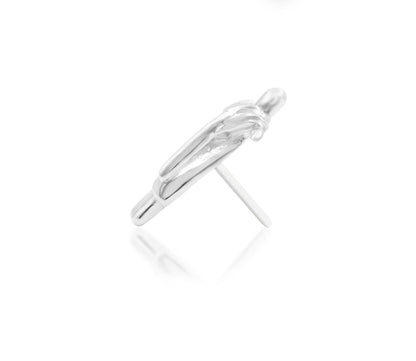 Full side view of the Junipurr Jewellery The Redeemer in white gold, suitable for refined cartilage and helix placements.
