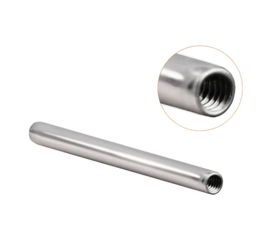 front view of junipurr jewellery implant grade titanium threaded barbell for professional piercing jewellery