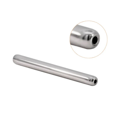 Angled view of Junipurr Jewellery implant grade titanium threadless barbell
