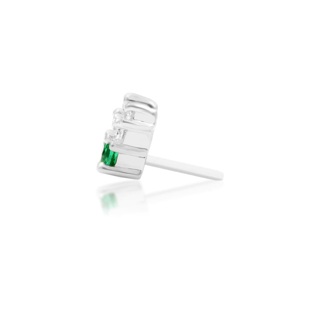 full side view of junipurr jewellery vixyn white gold decorative end suitable for curated cartilage styling