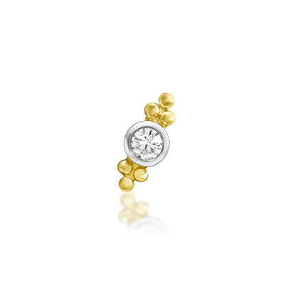 Front view of Junipurr Jewellery Wit threadless decorative end in 14k yellow gold featuring 2mm white cubic zirconia