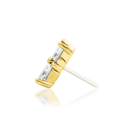 Junipurr Lilliana 14k yellow gold threadless end side profile with floral-inspired silhouette