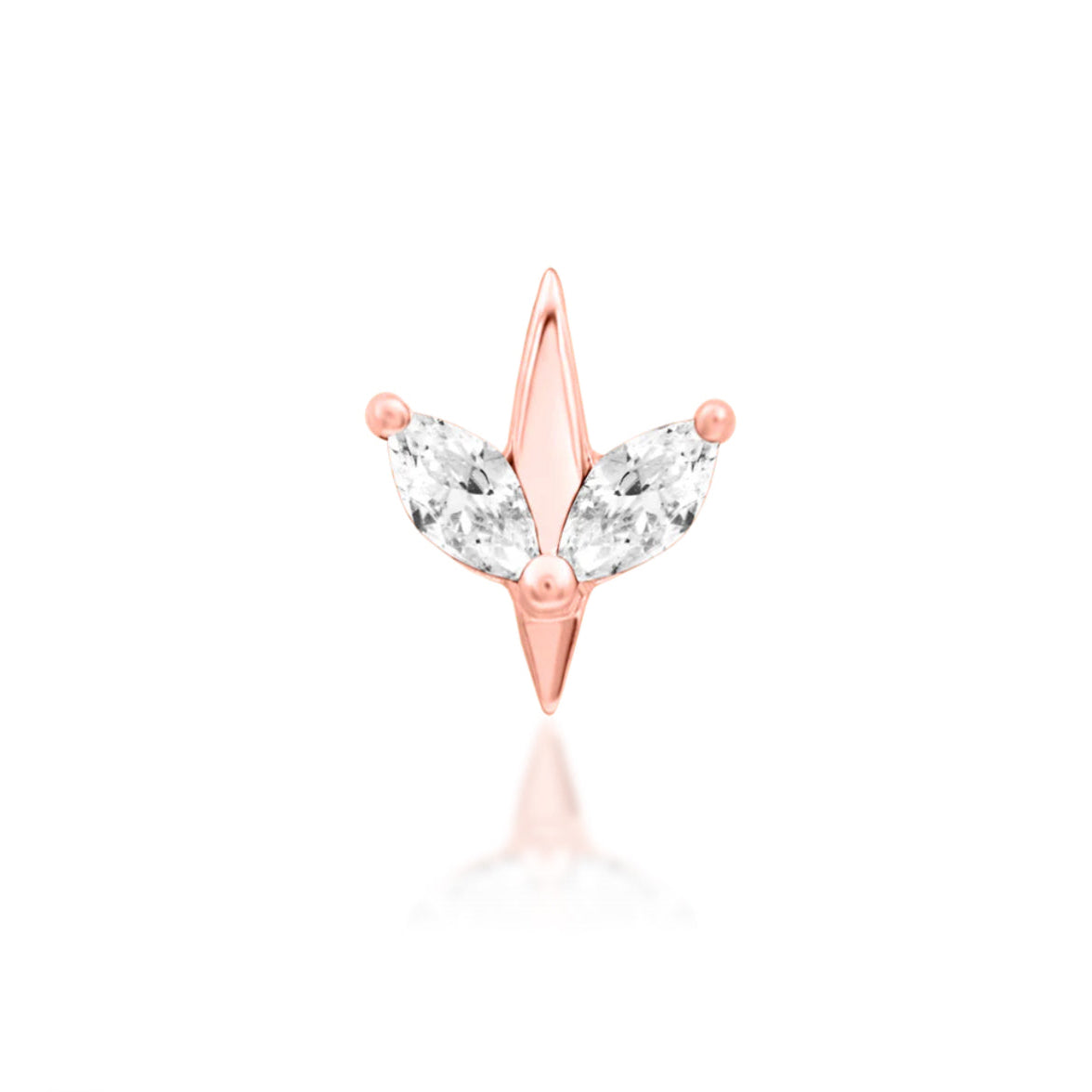 Rose gold White CZ symmetrical design.