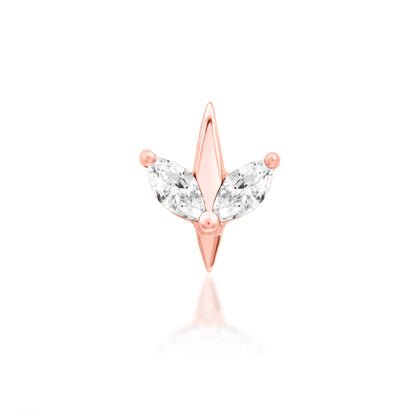 Rose gold White CZ symmetrical design.