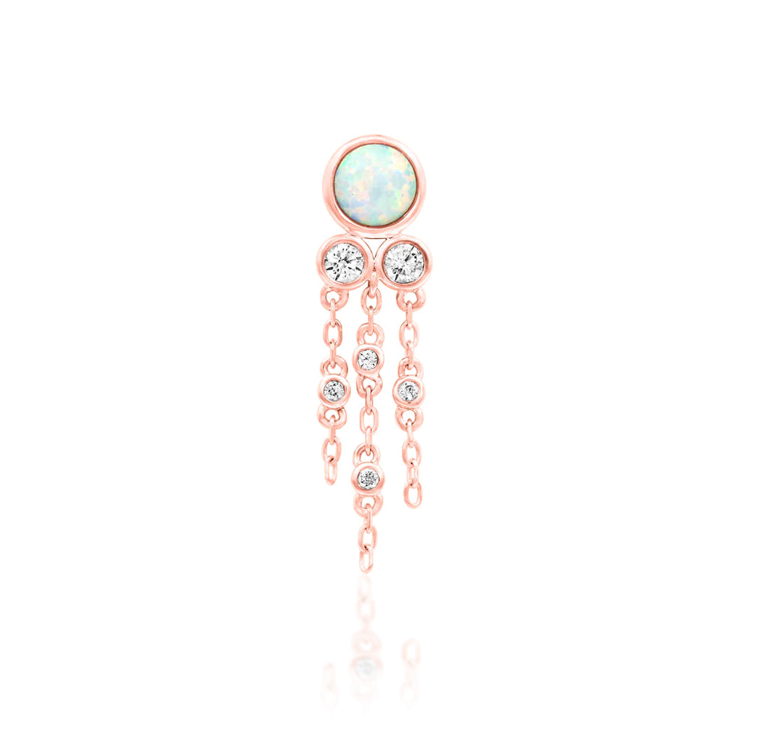 Junipurr Jewellery Maeve Chain 14kt Gold Faux Opal & CZ Threadless End | Helix Lobe Conch