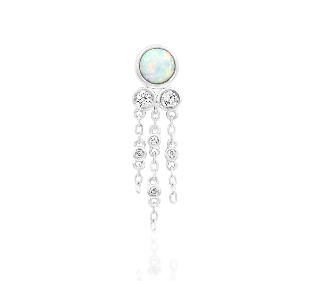 Junipurr Jewellery Maeve Chain 14kt Gold Faux Opal & CZ Threadless End | Helix Lobe Conch