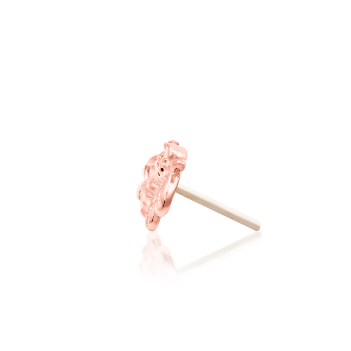 Junipurr Mini Bee 14k rose gold miniature bee threadless end side profile