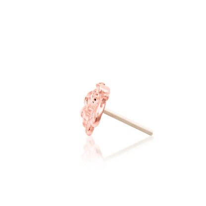 Junipurr Mini Bee 14k rose gold miniature bee threadless end side profile