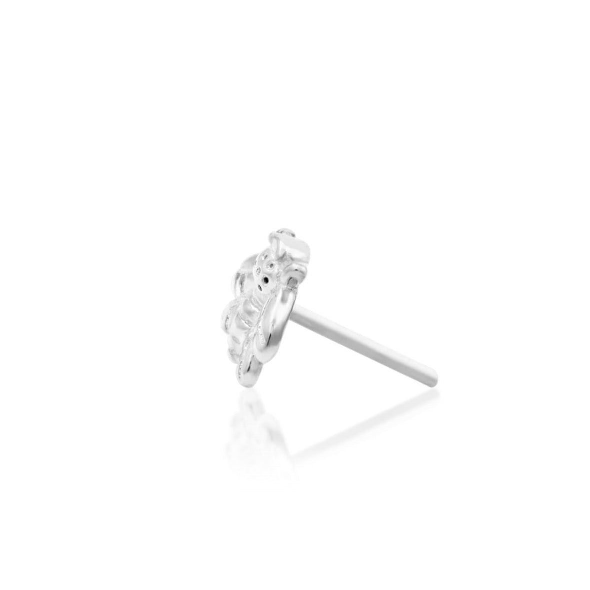 Junipurr Mini Bee 14k white gold miniature bee threadless end side profile