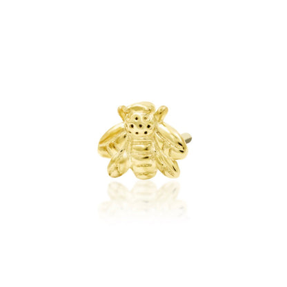 Junipurr Mini Bee 14k yellow gold miniature bee threadless end side profile