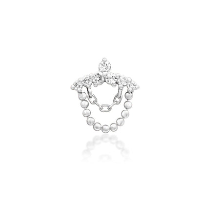  Junipurr Ninette solid 14k white gold threadless decorative end featuring a curved chain adorned with genuine diamonds for helix, conch and lobe piercings