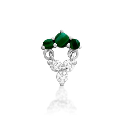 White gold malachite design with White CZ