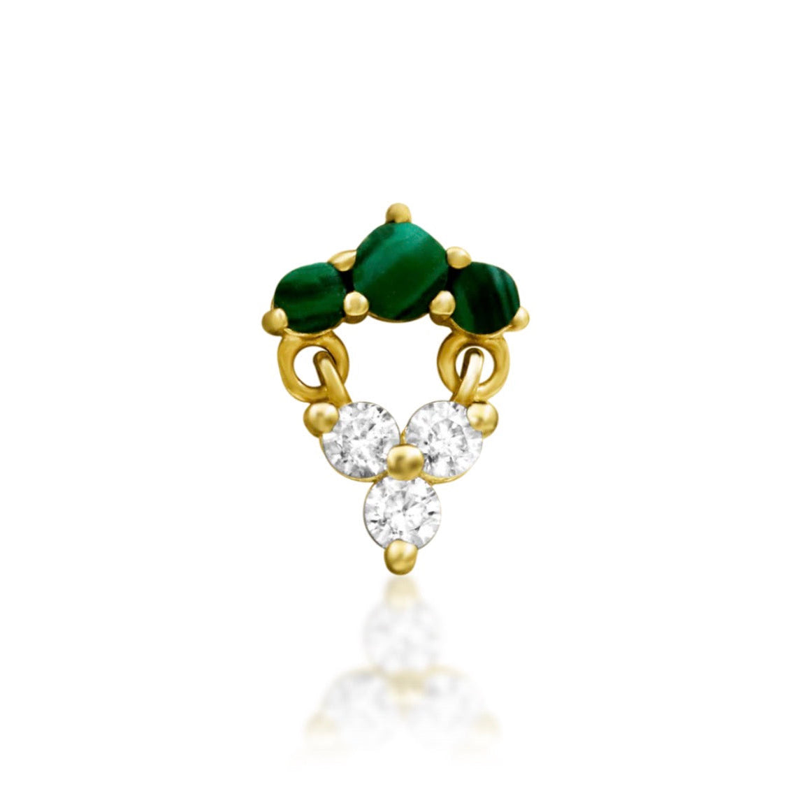 Yellow gold malachite design with White CZ.