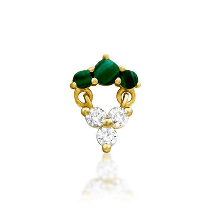 Yellow gold malachite design with White CZ.