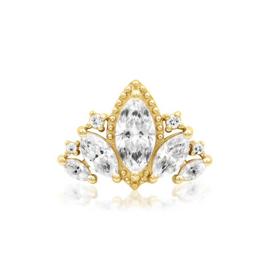 Junipurr Queen Naveen threadless end in 14K gold with natural [Gemstone] and white CZ, moody luxury piercing jewelry