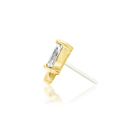 Junipurr Rana 14k yellow gold threadless end side profile with elegant marquise silhouette