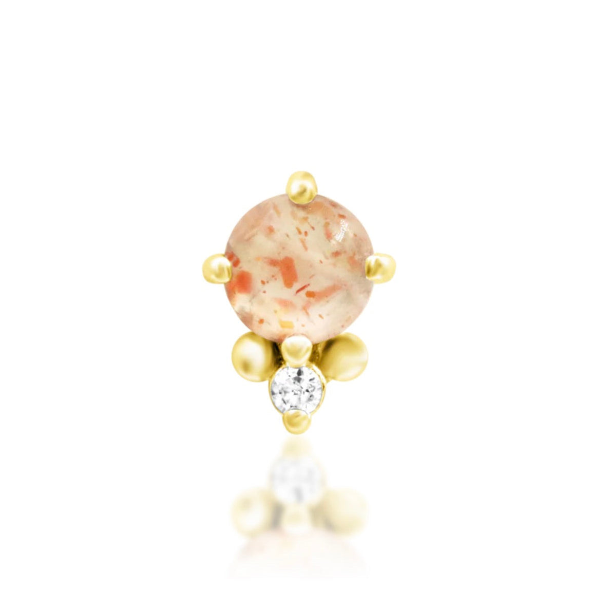 Yellow gold Sunstone and White CZ design.