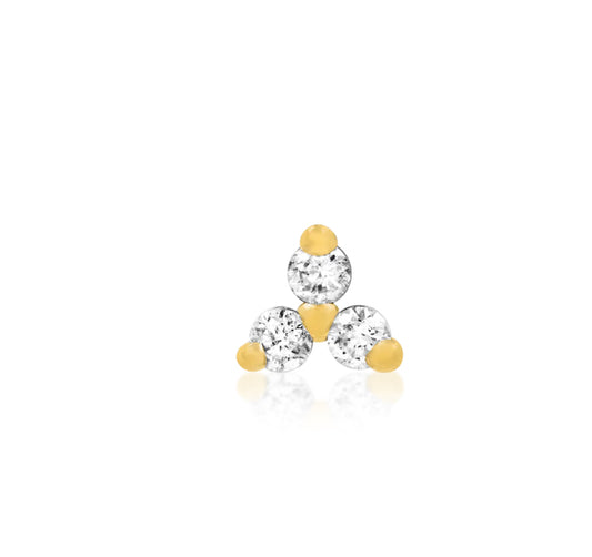 Junipurr Trinity Threadless End in 14k Yellow Gold with Clear CZ