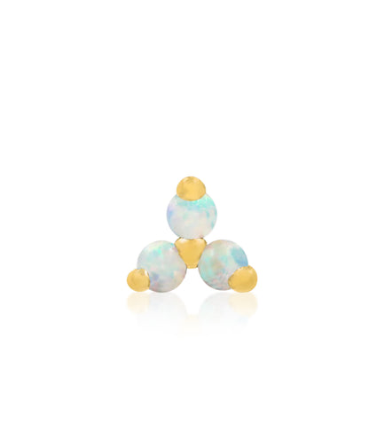 Junipurr Trinity white gold threadless end in 14k gold featuring gemstone variations: white opal