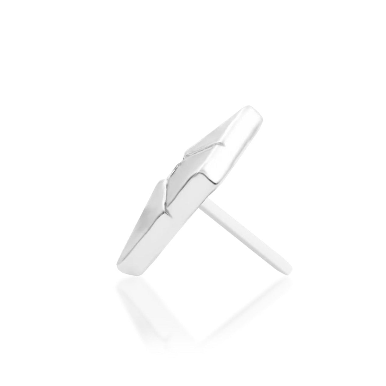 Junipurr Vesper 14k white gold threadless end side profile with sleek silhouette