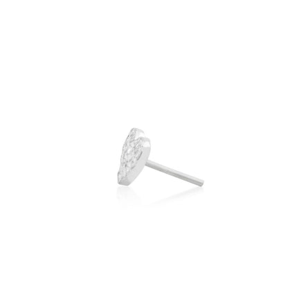 Minimalist solid white gold cartilage stud with a light-catching heart motif