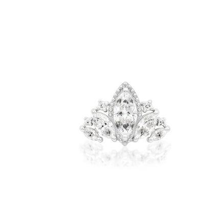 Junipurr Queen Naveen white gold threadless end with white CZ, luxury piercing accessory