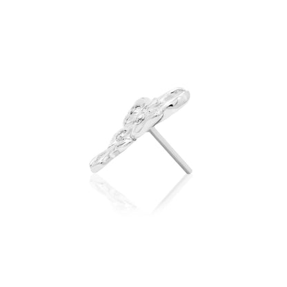 Solid rose gold luna moth helix stud with brilliant cubic zirconia.