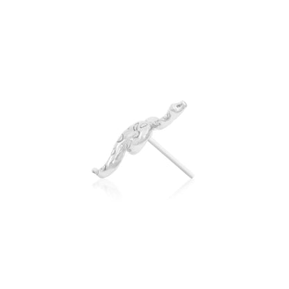 Solid 14k white gold textured snake stud styled for a conch piercing.
