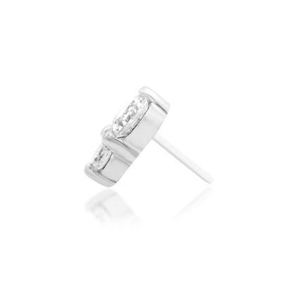 Elegant white gold piercing jewellery with two cubic zirconia stones for multiple ear piercings.