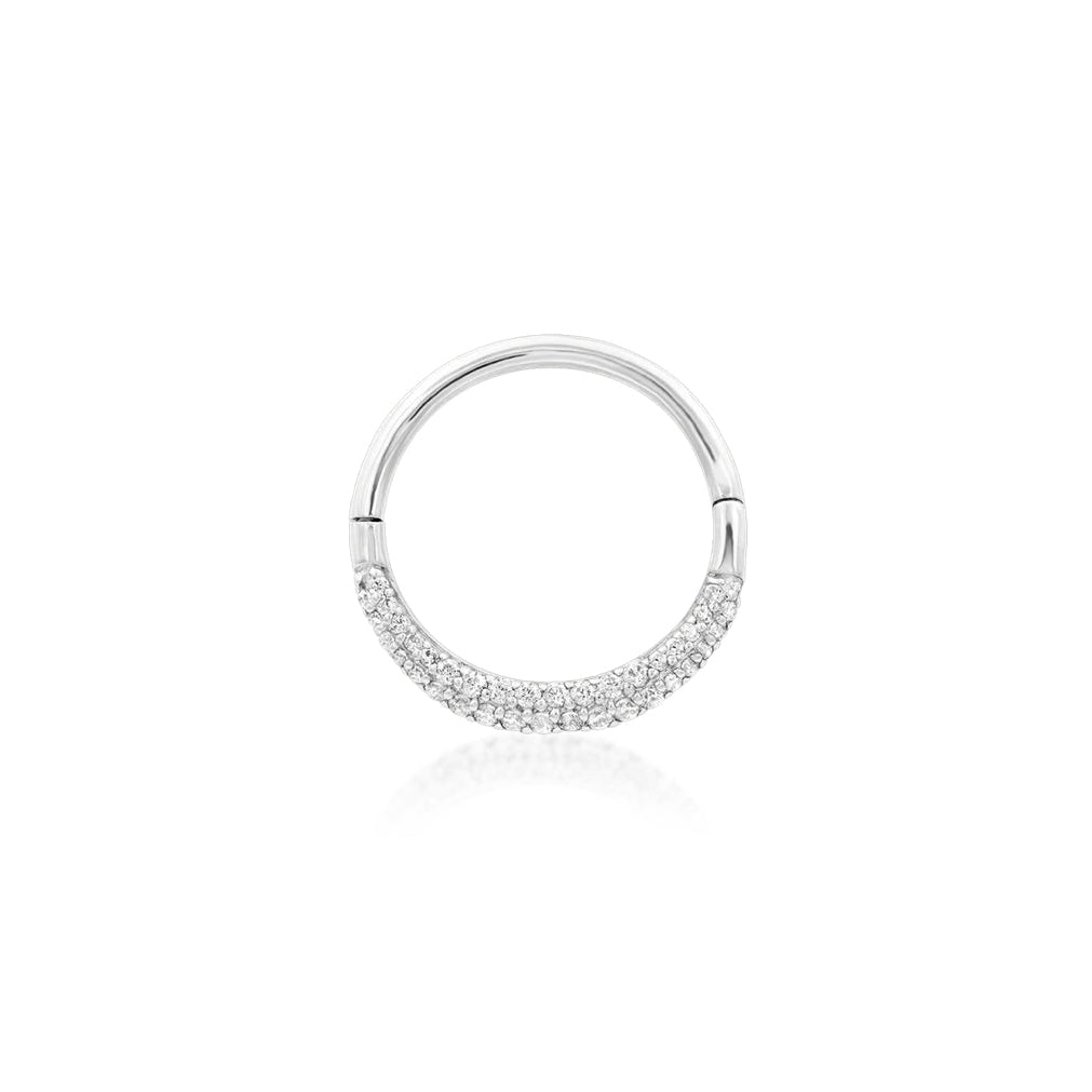 Junipurr Opulence 14k white gold pavé clicker set with cubic zirconia stones