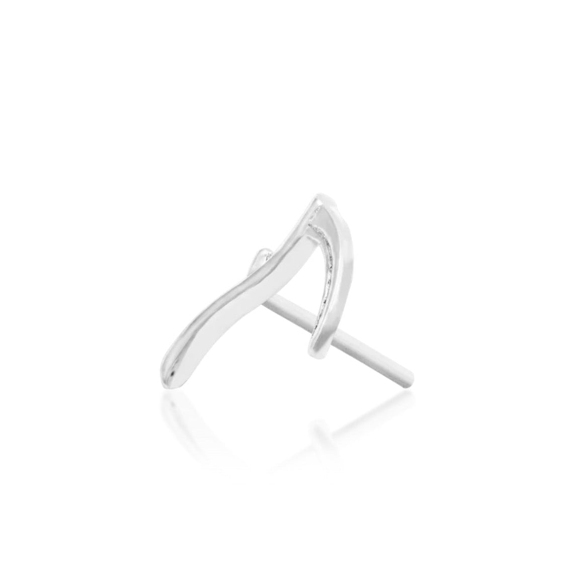 Alternative helix jewellery in polished white gold with a sculptural Grim Reaper scythe motif.