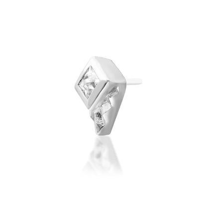     Angular diamond-shaped helix jewellery with a central princess-cut gemstone