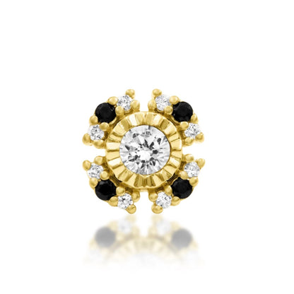 Junipurr Ashanti black and white CZ conch earring in solid 14k yellow gold
