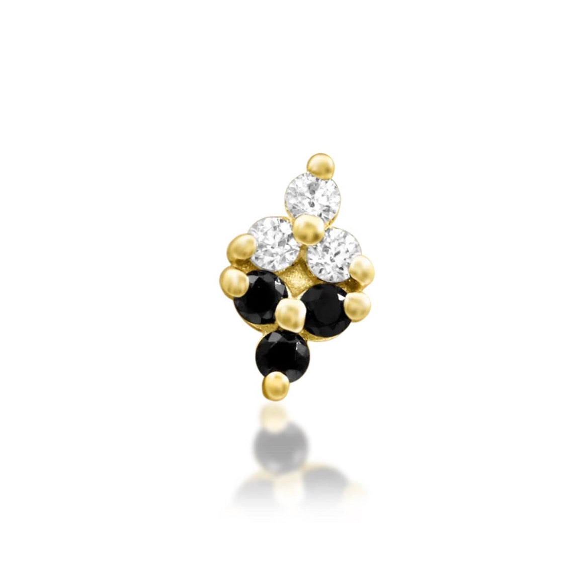     Junipurr Mahari gold tragus earring with black and white cubic zirconia trinities
