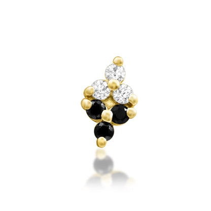     Junipurr Mahari gold tragus earring with black and white cubic zirconia trinities
