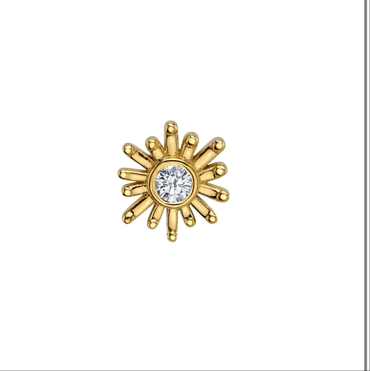 BVLA Sunray 4mm diamond cartilage earring with a petite celestial sunburst setting