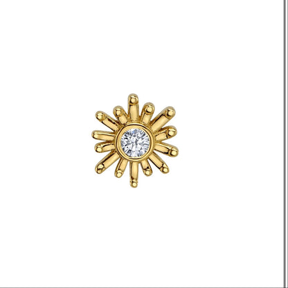 BVLA Sunray 4mm diamond cartilage earring with a petite celestial sunburst setting