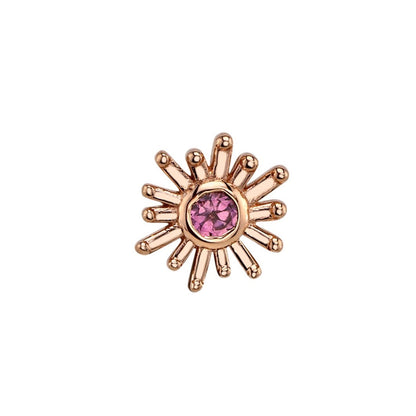 BVLA Sunray 4mm pink diamond helix earring with a 1.5mm gemstone and radiating gold detail