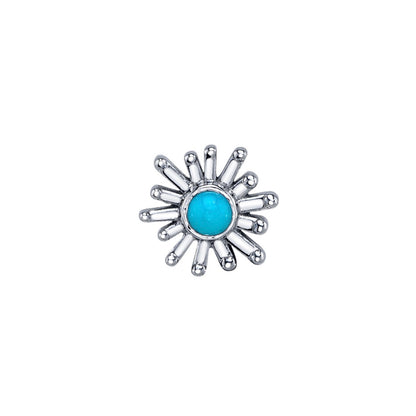 BVLA Sunray 4mm turquoise gemstone end with a 1.5mm centre and sculpted gold rays