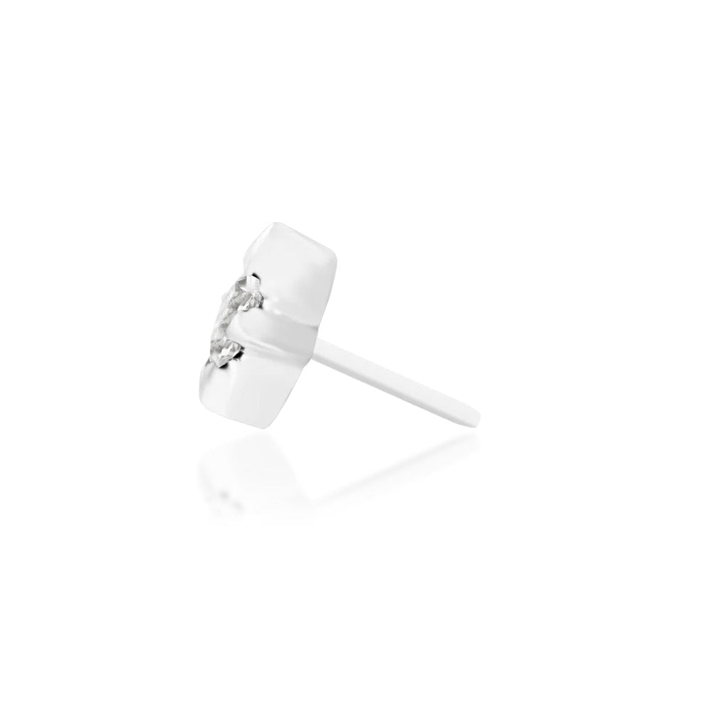 Celestial cartilage earring in solid 14k white gold with a square-cut white CZ