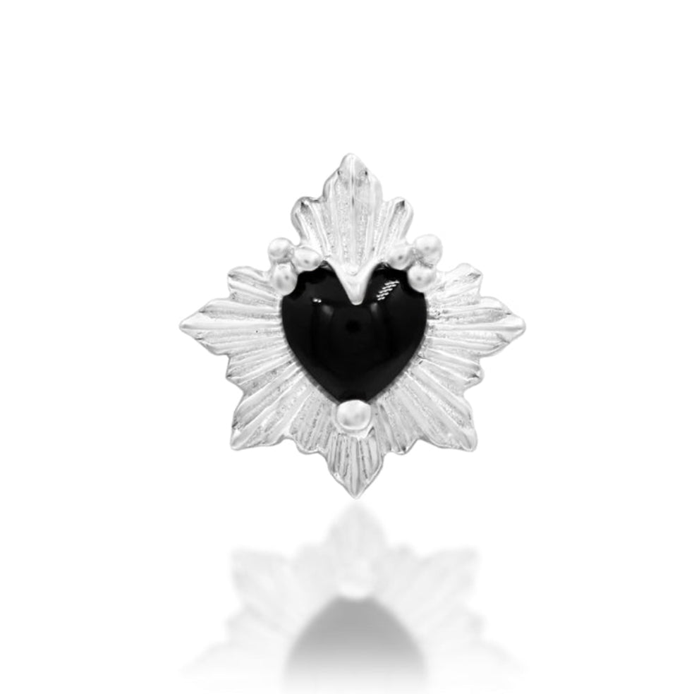     Junipurr Nyx celestial conch stud design in solid 14k white gold with black onyx
