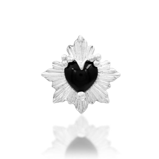     Junipurr Nyx celestial conch stud design in solid 14k white gold with black onyx