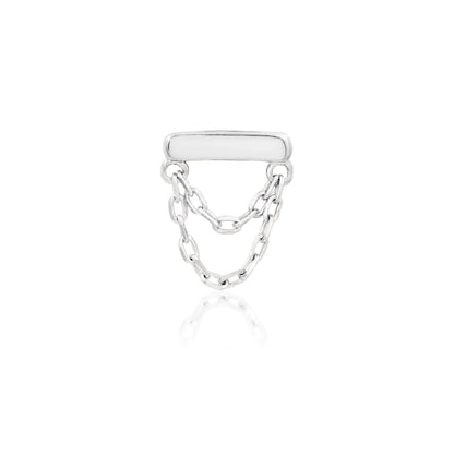 Chain flat-back earring top in solid white gold featuring Junipurr Daria’s bar and double-chain design.